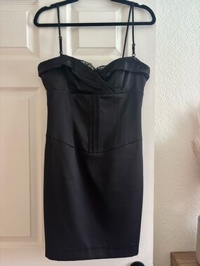 Laundry By Shelli Segal Black Lace-Trim Strapless Cocktail Dress